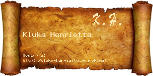 Kluka Henrietta névjegykártya